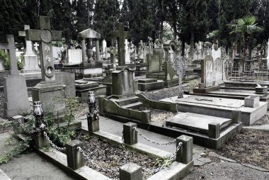 İstanbul Doğu Ortodoks Mezarlığı'nda Mezarlık şapel, Türkiye Haziran'da 4, 2014. Mezarlık, İstanbul'da Ortodoks inancını ilan eden insanların son istirahat gönlüdür.. 