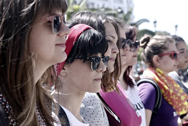 Salónica Grécia Maio 2015 Cidadãos Representantes Várias Organizações Participam Desfile — Fotografia de Stock