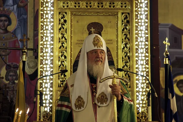 Patriarch Moscow All Russia Kirill Holds Solemn Service Metropolis Cathedral — Stock Photo, Image