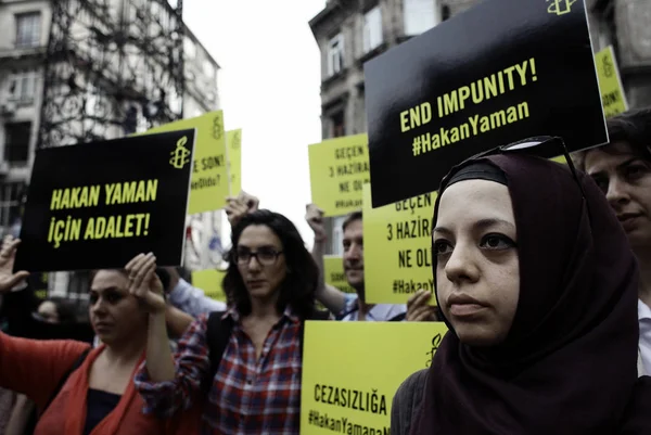 Demonstranten Verzamelden Zich Istiklal Street Protesteren Tegen Wreedheid Van Politie — Stockfoto