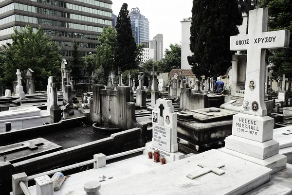 2014년 이스탄불 정교회 묘지묘지 매장지는 이스탄불의 신앙을 고백하는 사람들의 마지막 — 스톡 사진