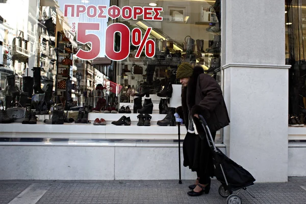 Шопинг Главной Торговой Улице Салониках Греция Января 2015 Года — стоковое фото