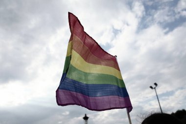 Katılımcılar Selanik'te Gay Pride geçit töreni sırasında yürüyüş, Yunanistan Haziran'da 21, 2014