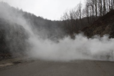 Polis Kasım'da Yunanistan'ın Chalkidiki yarımadasının Skouries bölgesinde altın madenciliği karşı bir protesto sırasında göstericilere karşı göz yaşartıcı gaz kullanır 23, 2014