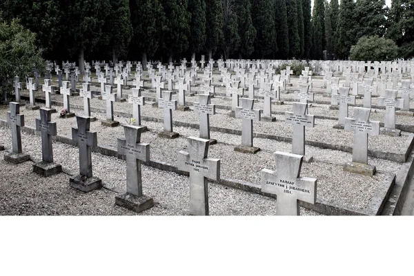 Gravestones World War One Soldiers Zeitenlik Allied Military Cemetery Thessaloniki — Fotografia de Stock