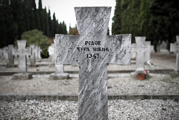 Gravestones World War One Soldiers Zeitenlik Allied Military Cemetery Thessaloniki — Fotografia de Stock