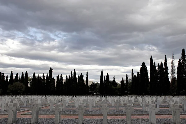 Надгробки Другої Світової Війни Солдати Цайленлик Союзних Військових Кладовищем Салоніках — стокове фото