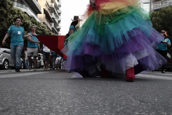 Katılımcılar Selanik Gay Pride Geçit Töreni Sırasında Yürüyüş Yunanistan Haziran — Stok fotoğraf