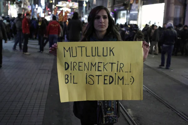 Politie Demonstranten Botste Tijdens Een Regerings Protest Istanboel Turkije Februari — Stockfoto