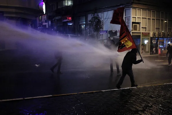 Polis Och Demonstranter Drabbade Samman Regeringens Protest Istanbul Turkiet Februari — Stockfoto