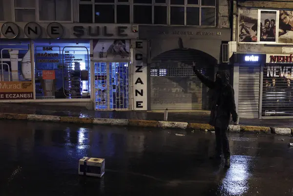 Policie Demonstranti Střetli Během Protistátního Protestu Istanbulu Turecko Únor 2014 — Stock fotografie