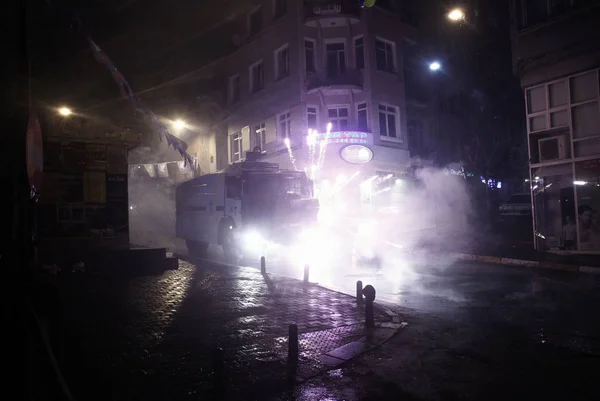 Polícia Manifestantes Entraram Confronto Durante Protesto Contra Governo Istambul Turquia — Fotografia de Stock