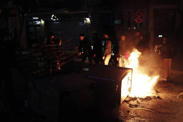 Politie Demonstranten Botste Tijdens Een Regerings Protest Istanboel Turkije Februari — Stockfoto