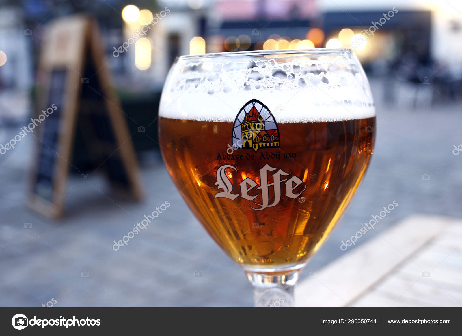 Glass Belgian Leffe Tripel Beer Leffe Museum Dinant Belgium Nov Stock
