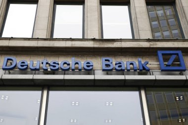 Brüksel'deki Deutsche Bank şubesinin dış görünümü ,Belçika 13 Eylül 2018