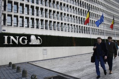29 Kasım 2018 tarihinde Belçika'da Brüksel'de Ing bank'ın ana ofislerinin dış görünümü