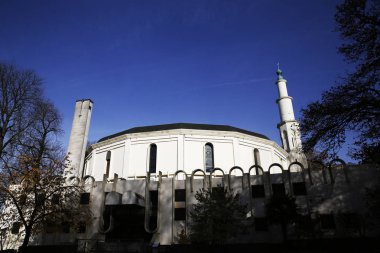 Exterior view of the Great Mosque of Brussels in Belgium on Nov. 14, 2018. The Mosque is the oldest mosque in Brussels and It is also the seat of the Islamic and Cultural Centre of Belgium. clipart