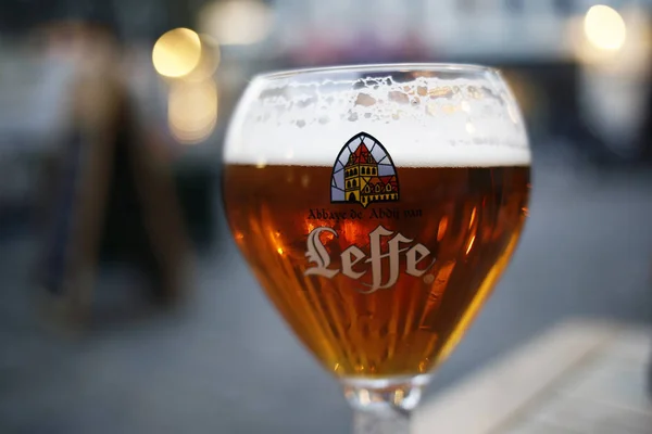 Glas Belgisk Leffe Tripel Leffe Museum Dinant Belgien Nov 2016 — Stockfoto