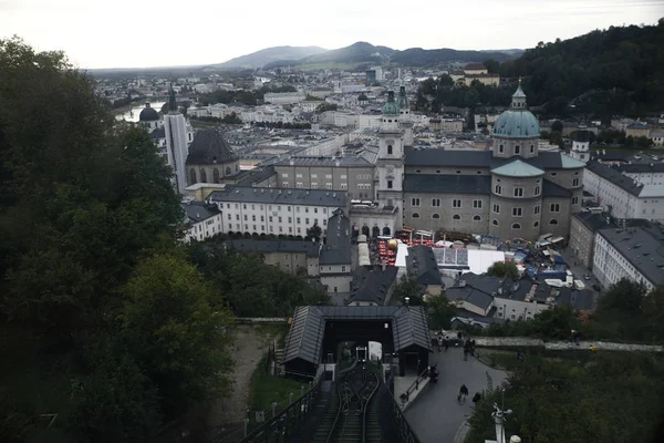 Panoramiczny Widok Salzburg Twierdzy Hohensalzburg Austrii Dniu Września 2018 — Zdjęcie stockowe