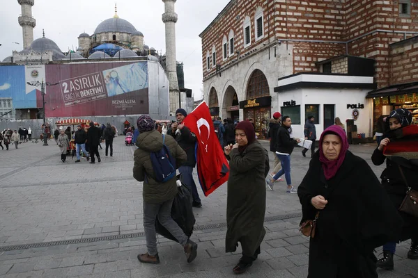 Vlajkami Pouličních Prodejců Turecka Městě Istanbulu Leden 2019 — Stock fotografie