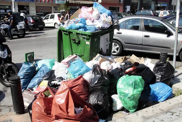 Montones Basura Las Calles Tesalónica Grecia Debido Huelga Trabajadores Municipales —  Fotos de Stock