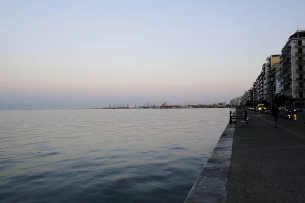 View Residential Flats Seaside Promenade Northern Greek City Thessaloniki Aug — Stock Photo, Image