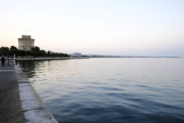 Buitenaanzicht Van Witte Toren Van Thessaloniki Griekenland Aug 2019 — Stockfoto