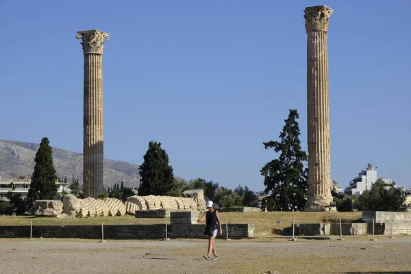 Vue Site Archéologique Temple Olympien Zeus Athènes Grèce Août 2019 — Photo