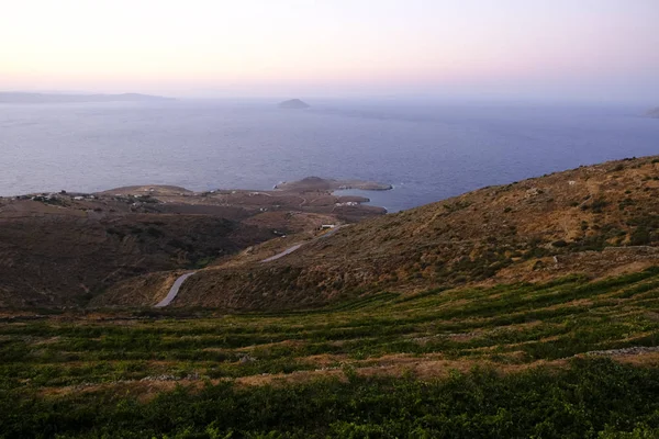 Een Wijngaard Bij Zonsondergang Serifos Eiland Griekenland Aug 2019 — Stockfoto