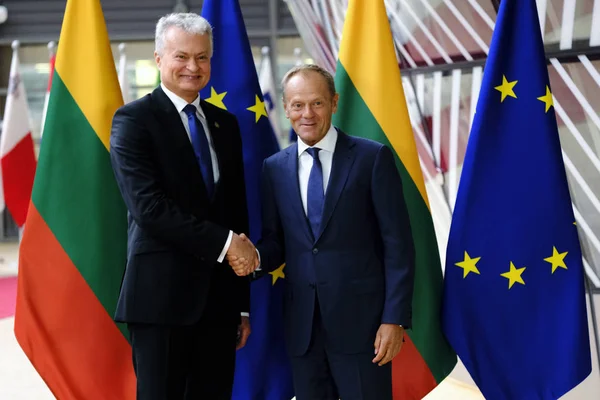 Visite du Président lituanien Gitanas Nauseda à Bruxelles, Belgique — Photo