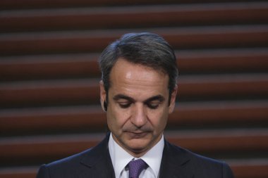 Hollanda Başbakanı Mark Rutte ve Yunanistan Başbakanı Kyriakos Mitsotakis 3 Eylül 2019 tarihinde Hollanda'nın Lahey kentinde düzenlenen ortak basın toplantısına katıldılar..