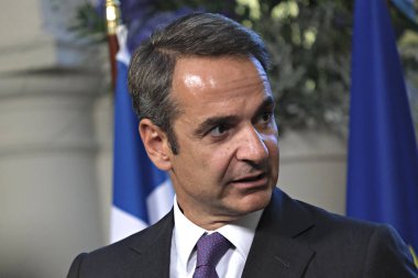 Hollanda Başbakanı Mark Rutte ve Yunanistan Başbakanı Kyriakos Mitsotakis 3 Eylül 2019 tarihinde Hollanda'nın Lahey kentinde düzenlenen ortak basın toplantısına katıldılar..