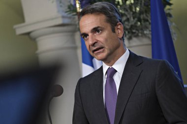 Hollanda Başbakanı Mark Rutte ve Yunanistan Başbakanı Kyriakos Mitsotakis 3 Eylül 2019 tarihinde Hollanda'nın Lahey kentinde düzenlenen ortak basın toplantısına katıldılar..