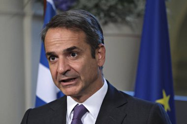 Hollanda Başbakanı Mark Rutte ve Yunanistan Başbakanı Kyriakos Mitsotakis 3 Eylül 2019 tarihinde Hollanda'nın Lahey kentinde düzenlenen ortak basın toplantısına katıldılar..