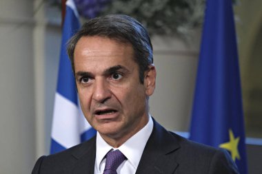 Hollanda Başbakanı Mark Rutte ve Yunanistan Başbakanı Kyriakos Mitsotakis 3 Eylül 2019 tarihinde Hollanda'nın Lahey kentinde düzenlenen ortak basın toplantısına katıldılar..