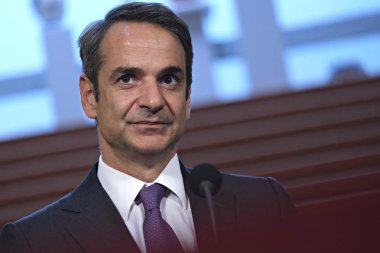 Hollanda Başbakanı Mark Rutte ve Yunanistan Başbakanı Kyriakos Mitsotakis 3 Eylül 2019 tarihinde Hollanda'nın Lahey kentinde düzenlenen ortak basın toplantısına katıldılar..