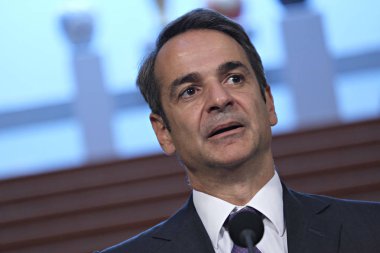 Hollanda Başbakanı Mark Rutte ve Yunanistan Başbakanı Kyriakos Mitsotakis 3 Eylül 2019 tarihinde Hollanda'nın Lahey kentinde düzenlenen ortak basın toplantısına katıldılar..