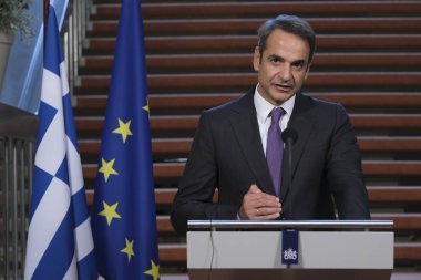 Hollanda Başbakanı Mark Rutte ve Yunanistan Başbakanı Kyriakos Mitsotakis 3 Eylül 2019 tarihinde Hollanda'nın Lahey kentinde düzenlenen ortak basın toplantısına katıldılar..
