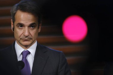 Hollanda Başbakanı Mark Rutte ve Yunanistan Başbakanı Kyriakos Mitsotakis 3 Eylül 2019 tarihinde Hollanda'nın Lahey kentinde düzenlenen ortak basın toplantısına katıldılar..