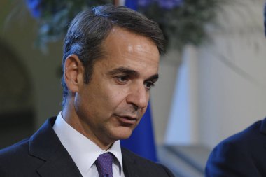 Hollanda Başbakanı Mark Rutte ve Yunanistan Başbakanı Kyriakos Mitsotakis 3 Eylül 2019 tarihinde Hollanda'nın Lahey kentinde düzenlenen ortak basın toplantısına katıldılar..