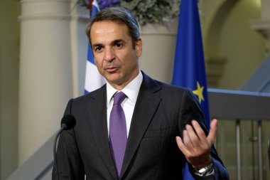Hollanda Başbakanı Mark Rutte ve Yunanistan Başbakanı Kyriakos Mitsotakis 3 Eylül 2019 tarihinde Hollanda'nın Lahey kentinde düzenlenen ortak basın toplantısına katıldılar..