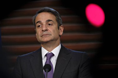 Hollanda Başbakanı Mark Rutte ve Yunanistan Başbakanı Kyriakos Mitsotakis 3 Eylül 2019 tarihinde Hollanda'nın Lahey kentinde düzenlenen ortak basın toplantısına katıldılar..