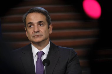 Hollanda Başbakanı Mark Rutte ve Yunanistan Başbakanı Kyriakos Mitsotakis 3 Eylül 2019 tarihinde Hollanda'nın Lahey kentinde düzenlenen ortak basın toplantısına katıldılar..