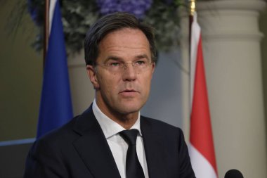Hollanda Başbakanı Mark Rutte ve Yunanistan Başbakanı Kyriakos Mitsotakis 3 Eylül 2019 tarihinde Hollanda'nın Lahey kentinde düzenlenen ortak basın toplantısına katıldılar..