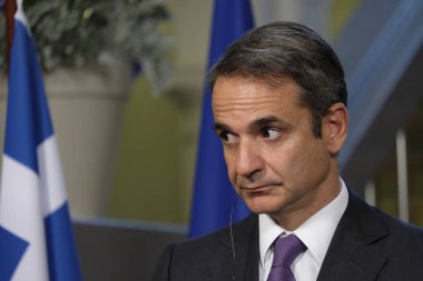 Hollanda Başbakanı Mark Rutte ve Yunanistan Başbakanı Kyriakos Mitsotakis 3 Eylül 2019 tarihinde Hollanda'nın Lahey kentinde düzenlenen ortak basın toplantısına katıldılar..