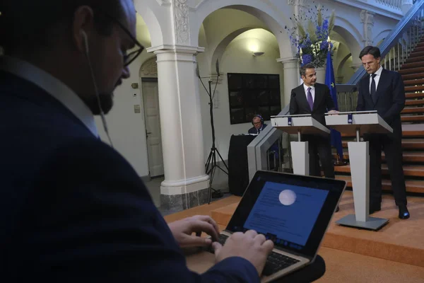 Hollanda Başbakanı Mark Rutte Yunanistan Başbakanı Kyriakos Mitsotakis Eylül 2019 — Stok fotoğraf