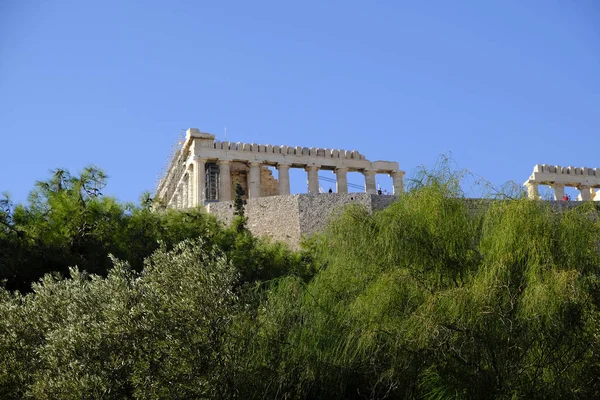 Θέα Του Παρθενώνα Στον Λόφο Της Ακρόπολης Στην Αθήνα Αυγ — Φωτογραφία Αρχείου