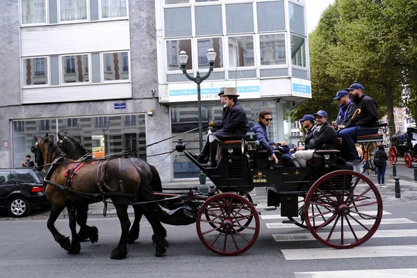 Procesión Con Carros Históricos Cervecería Vagones Cerveza Por Las Calles — Foto de Stock