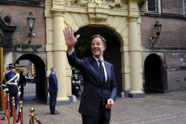 Hollanda Başbakanı Mark Rutte, 3 Eylül 2019'da Hollanda'nın Lahey kentinde Yunanistan Başbakanı Kyriakos Mitsotakis ile görüşmeden önce.