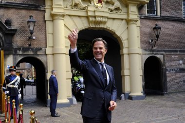 Hollanda Başbakanı Mark Rutte, 3 Eylül 2019'da Hollanda'nın Lahey kentinde Yunanistan Başbakanı Kyriakos Mitsotakis ile görüşmeden önce.